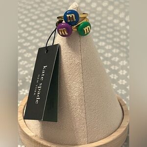 Kate Spade Gold M&M Ring Set with Blue, Purple, and Green size 7 new